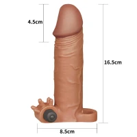 Насадка на пенис с вибрацией LOVETOYS Pleasure X-Tender, коричневая, 7,5&quot; / 19 см — фото 2