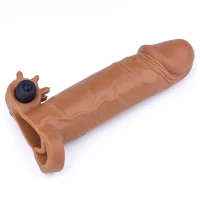 Насадка на пенис с вибрацией LOVETOYS Pleasure X-Tender, коричневая, 7,5&quot; / 19 см — фото 5