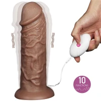 Вібратор на присосці з пультом керування 10.5'' Realistic Chubby Vibrating Dildo — фото 3