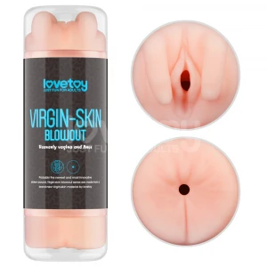 Мастурбатор LOVETOYS Virgin-Skin Blowout Double Side Stroker, с вагиной и анусом, телесный