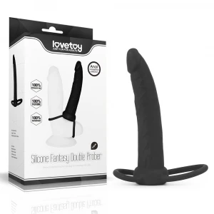Анальна насадка Lovetoy Silicone Fantasy Double Prober, чорна