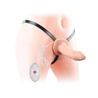 Порожнистий страпон з вібрацією Lovetoy Vibrating Unisex Hollow Strap On, тілесний — фото 4