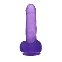 Фаллоимитатор с мошонкой LOVETOYS Jelly Studs Medium, с присоской, фиолетовый, 17 см — фото 3