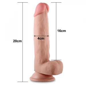 Фаллоимитатор LoveToy Sliding Skin Dual Layer Dong Whole Testicle, с двойным слоем и мошонкой, телесный, 8
