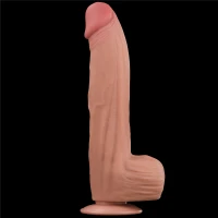 Фалоімітатор Sliding-Skin Dual Layer Dong King Sized 12, тілесний — фото 2