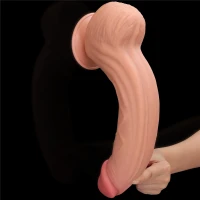 Фалоімітатор Sliding-Skin Dual Layer Dong King Sized 12, тілесний — фото 3