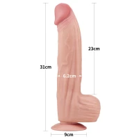 Фалоімітатор Sliding-Skin Dual Layer Dong King Sized 12, тілесний — фото 6