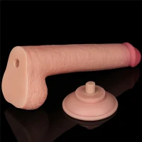 Фалоімітатор Sliding-Skin Dual Layer Dong 9&quot; з мошонкою, тілесний — фото 14