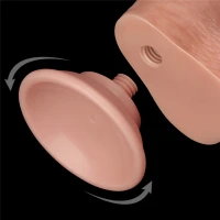 Фалоімітатор Sliding-Skin Dual Layer Dong 9&quot; з мошонкою, тілесний — фото 15
