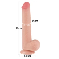 Фалоімітатор Sliding-Skin Dual Layer Dong 9&quot; з мошонкою, тілесний — фото 3