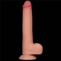 Фалоімітатор Sliding-Skin Dual Layer Dong 9&quot; з мошонкою, тілесний — фото 8