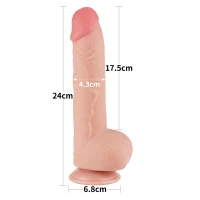 Фалоімітатор Sliding-Skin Dual Layer Dong 9.5 з мошонкою, тілесний — фото 2
