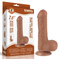 Фалоімітатор Sliding-Skin Dual Layer Dong 7 с закритою голівкою, світло-коричневий