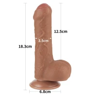 Фалоімітатор Sliding-Skin Dual Layer Dong 7 с закритою голівкою, світло-коричневий — фото 2