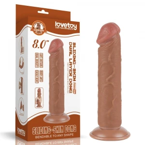 Фаллоимитатор LOVETOYS Sliding Skin Dual Layer Dong, коричневый, 8