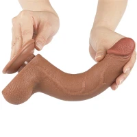 Фалоімітатор з мошонкою 8.5'' Sliding Skin Dual Layer Dong Brown — фото 5