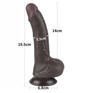 Фалоімітатор Sliding-Skin Dual Layer Dong 7.5 із зігнутим стовбуром, чорний