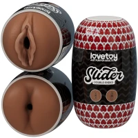Мастурбатор яйцо LOVETOYS Slider Double-Ended, вагина и анус, коричневый — фото 5