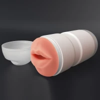 Симулятор орального сексу з вібрацією Lovetoy Sex In A Can Mouth Lotus Tunnel, тілесний — фото 3