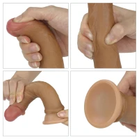 Фалоімітатор LOVETOYS Dual-Layered Silicone Nature Cock, без мошонки, коричневий — фото 7