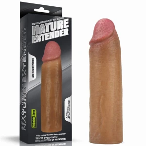 Насадка на пенис LOVETOYS Revolutionary Silicone Nature Extender, коричневая, 7