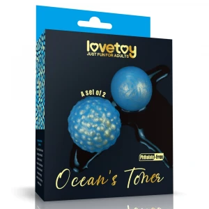 Вагинальные шарики Lovetoy Ocean's Toner, для тренировки мышц тазового дна, набор из 2 шт, голубые