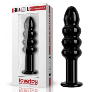 Стеклянный фаллоимитатор LOVETOYS Glass Romance, чёрный, 11,5 см
