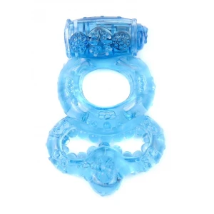 Эрекционное кольцо с вибрацией BOSS SERIES Ring, синее