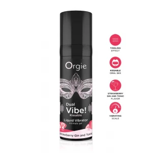 Збуджуючий гель з ефектом вібрації Orgie Dual Vibe! Liquid Vibrator Strawberry Gin and Tonic, полуни