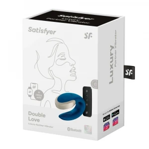 Вибратор для пар SATISFYER Double Love Luxury, с пультом управления и приложением, синий