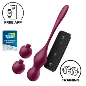 Вагинальные шарики с вибрацией SATISFYER Love Birds Vary, с изменяемой массой, бордовые