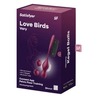 Вагинальные шарики с вибрацией SATISFYER Love Birds Vary, с изменяемой массой, бордовые — фото 4