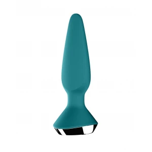 Анальная пробка с вибрацией SATISFYER Plug-ilicious 1, зелёная, 13,5 см, 68,5 мм