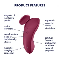 Клиторальный вибратор SATISFYER Sexy Secret, с управлением через приложение, бордовый — фото 8