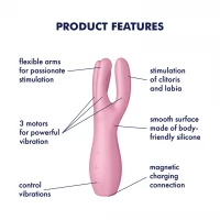 Клиторальный вибратор SATISFYER Threesome 3, розовый — фото 2