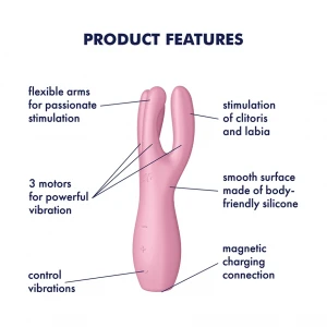 Клиторальный вибратор SATISFYER Threesome 3, розовый