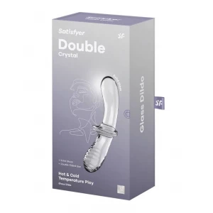Стеклянный фаллоимитатор SATISFYER Double Crystal, двойной, с двумя текстурами, прозрачный