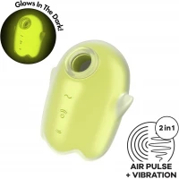 Вакуумний стимулятор клітора SATISFYER Glowing Ghost, з вібрацією та світінням у темряві, жовтий — фото 2