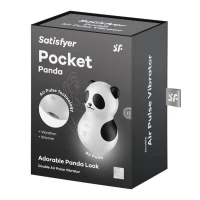 Вакуумний стимулятор клітора SATISFYER Pocket Panda, з вібрацією, чорно-білий — фото 2
