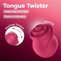 Вакуумний стимулятор Satisfyer Tongue Twister, з рухомим язичком та вібрацією, червоний, 9 см — фото 3