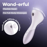 Вакуумний стимулятор Satisfyer Wand-erful, з хвилями тиску та потужною вібрацією, лавандовий, 16 см — фото 3
