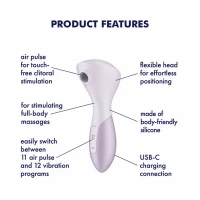 Вакуумний стимулятор Satisfyer Wand-erful, з хвилями тиску та потужною вібрацією, лавандовий, 16 см — фото 5