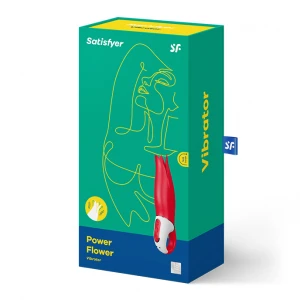 Вибратор для стимуляции клитора и точки G SATISFYER Power Flower, с трепещущими лепестками, красный