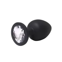 Анальна пробка Black small butt plug with white crystal