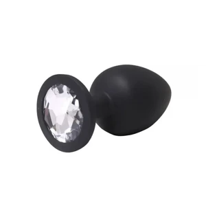 Анальна пробка Black small butt plug with white crystal