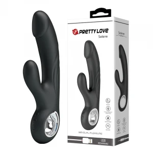 Вібратор для подвійної стимуляції PRETTY LOVE Selene, USB-зарядка, чорний