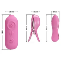Затискачі для сосків з вібрацією та електростимуляцією Pretty Love Nipple Clips Romantic Wawe II, ро — фото 3