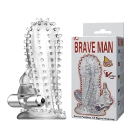 Насадка на пенис с вибрацией BAILE Brave Man, прозрачная