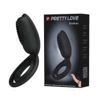 Эрекционное кольцо с вибрацией PRETTY LOVE Esther, черное