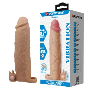 Насадка на пеніс з вібро PRETTY LOVE- Xerxes – Penis Sleeve with Vibrating Ring, Flesh Color, 22 cm